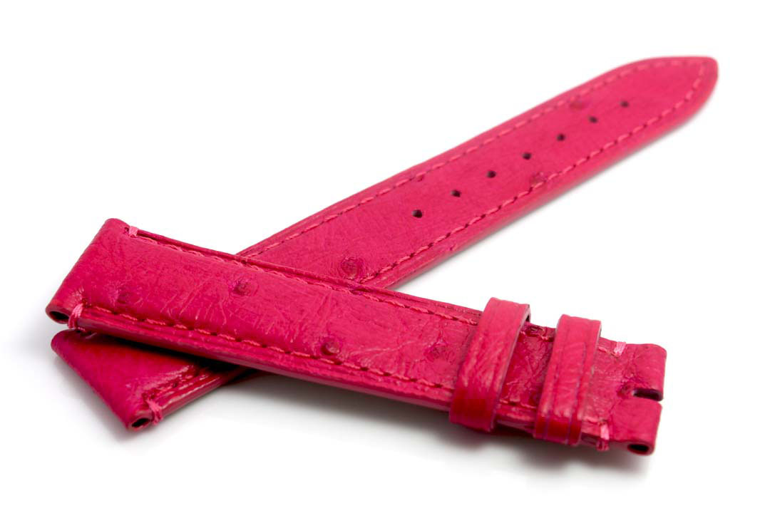 Deep red Africa Ostrich leather watchband